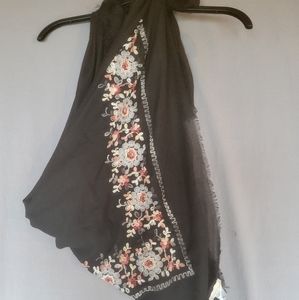 NEW Collection 18 Black Scarf w/flower embroidery
